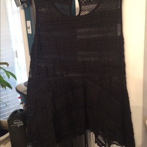 LADIES TORRID PLUS SZ 2 BLACK LACE PEPLUM TANK TOP